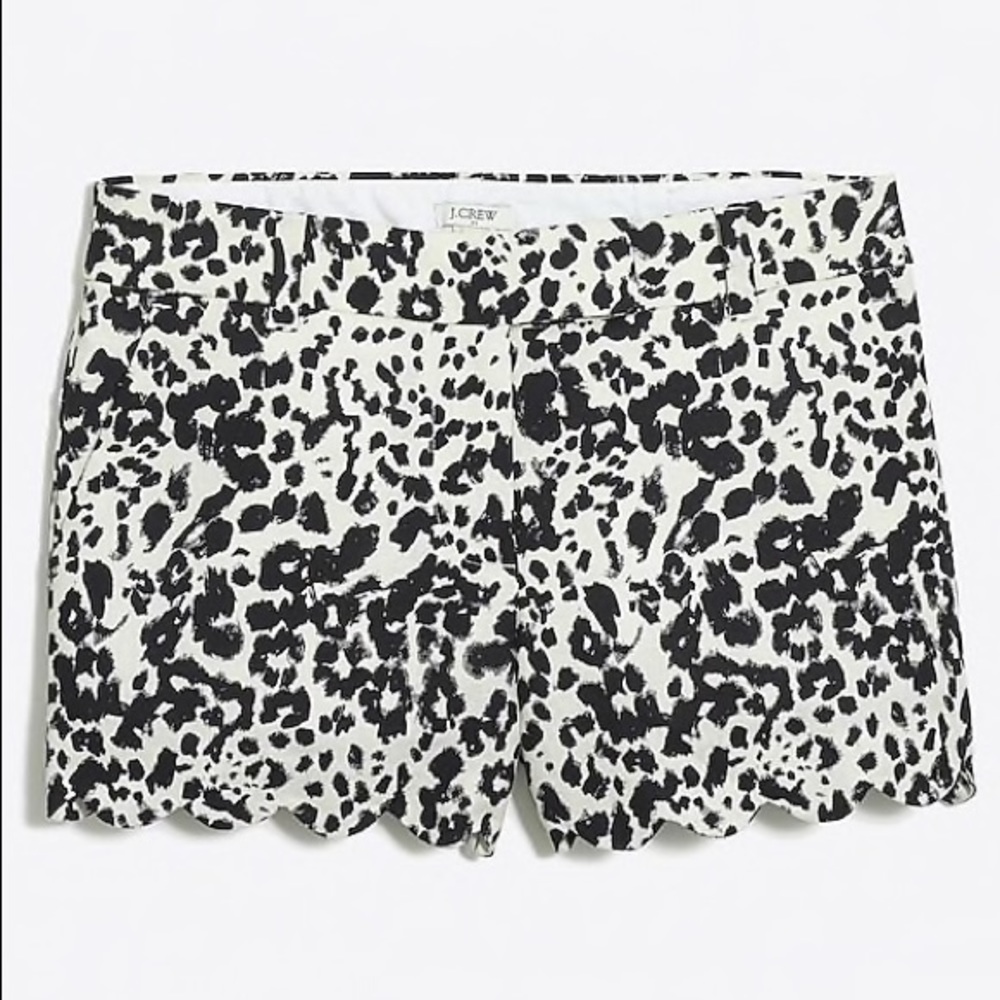 J CREW Animal Printed 4” Scalloped Shorts NWT